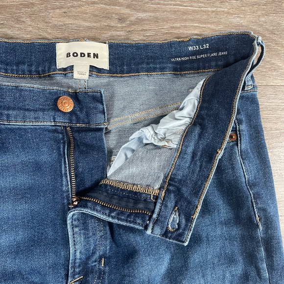 Boden Women's Jeans Ultra High Rise Super Flare Denim Boho‎ Casual 33x32 Blue - Picture 2 of 9